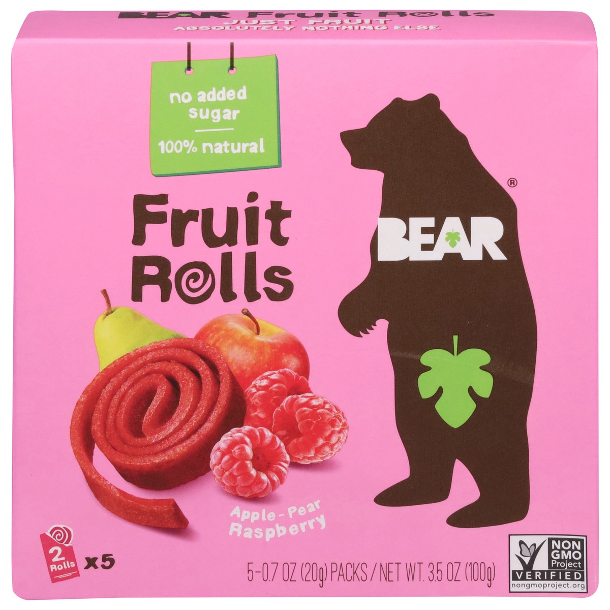 slide 1 of 9, BEAR Apple-Pear Raspberry Fruit Rolls 5 - 0.7 oz Packs, 5 ct