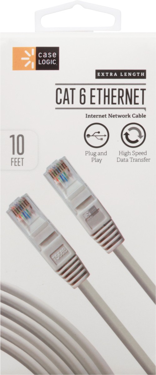 slide 9 of 12, Case Logic 10 Feet Extra Length Cat 6 Ethernet Internet Network Cable 1 ea, 1 ct
