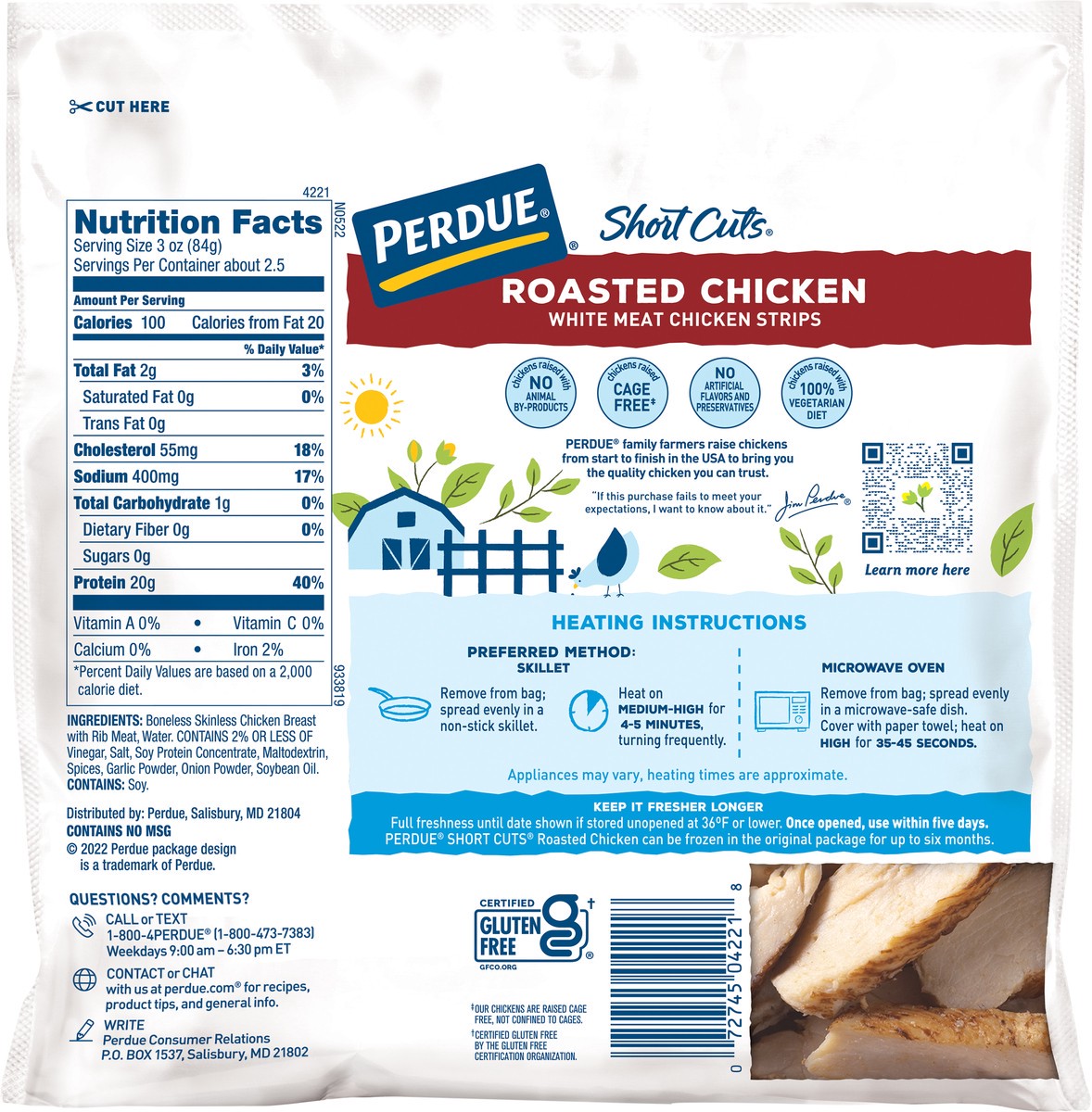 slide 3 of 3, Perdue® Short Cuts® 100% all-natrual roasted chicken, 8 oz