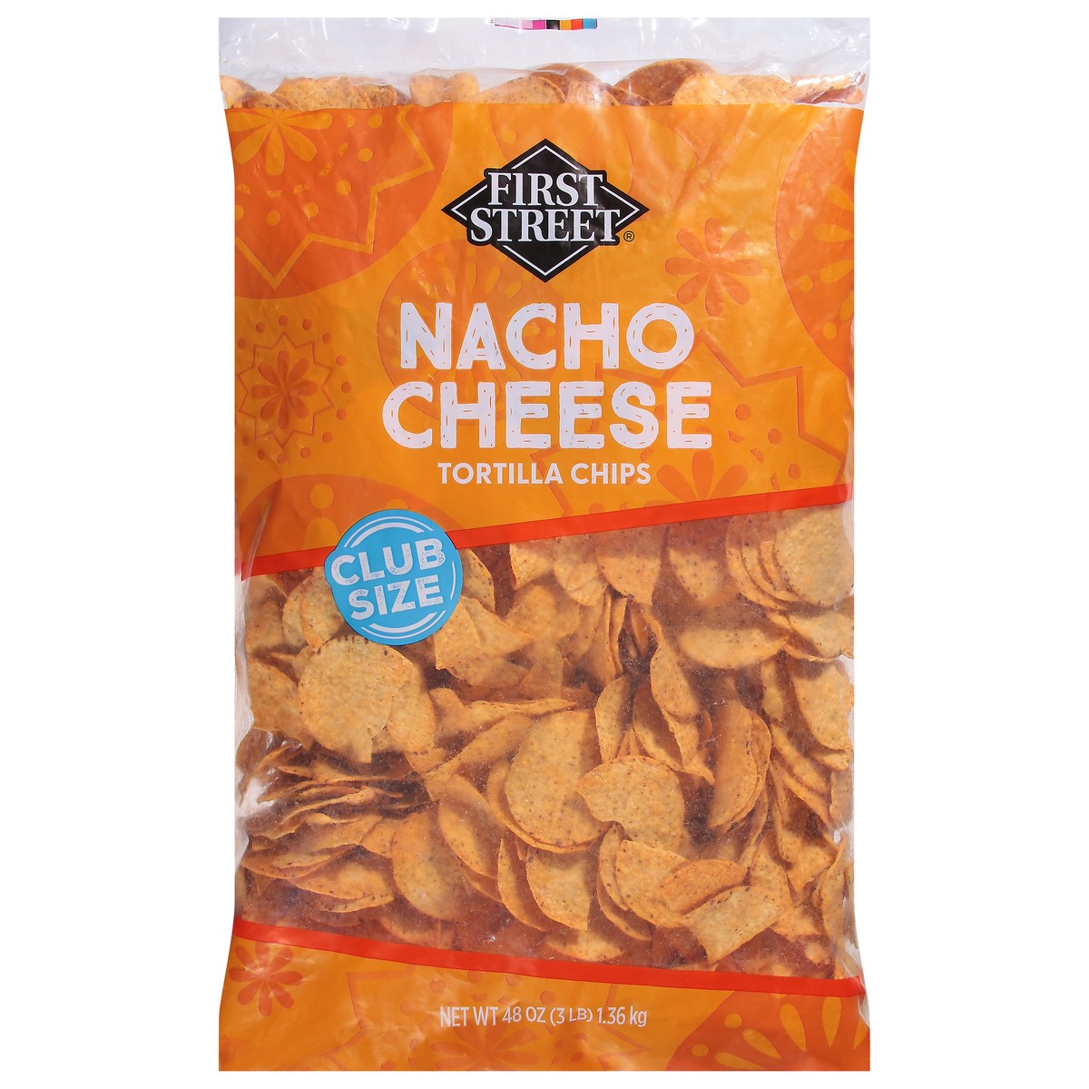 slide 8 of 14, First Street Yellow Round Nacho Tortilla Chips, 48 oz