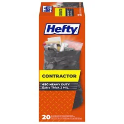 Hefty Heavy Duty Contractor Black Trash Bags, 45 Gallon, 20 Count