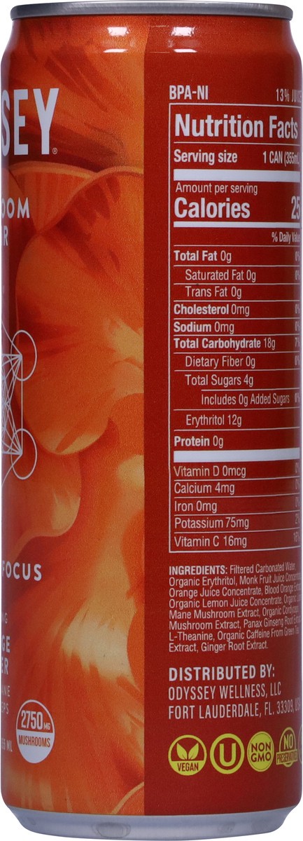 slide 8 of 13, Odyssey Energy + Focus Sparkling Orange Ginger Mushroom Elixir 12 fl oz, 12 fl oz