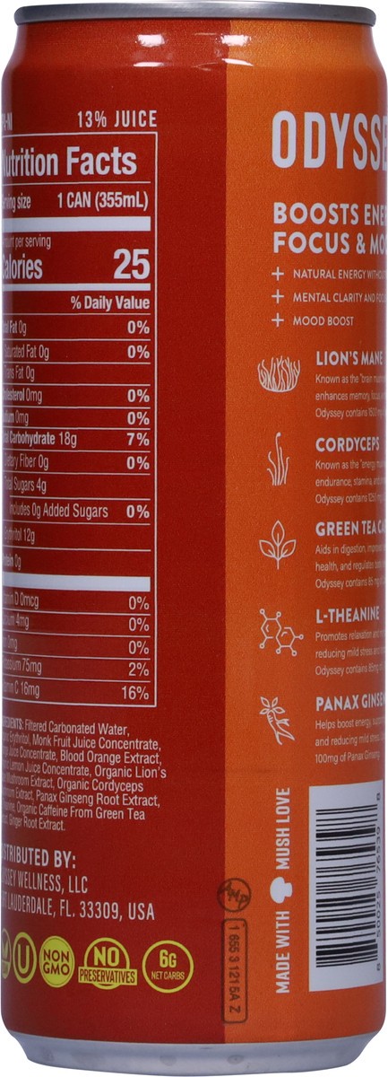 slide 9 of 13, Odyssey Energy + Focus Sparkling Orange Ginger Mushroom Elixir 12 fl oz, 12 fl oz