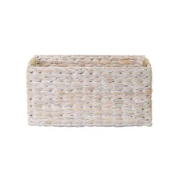RGI HOME White Wash Water Hyacinth Jute Basket With Handles