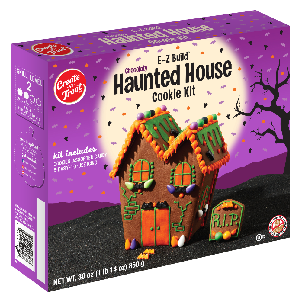 slide 1 of 1, Create-A-Treat™ E-Z Build® Chocolaty Haunted House Cookie Kit, 1 ct