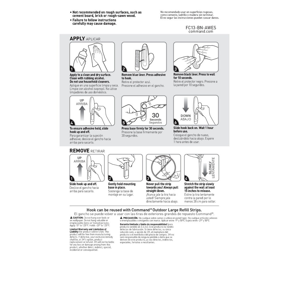 slide 10 of 13, 3M Command Outdoor DamaGefree Metal Hook Brushed Nickel Large, 1 ct