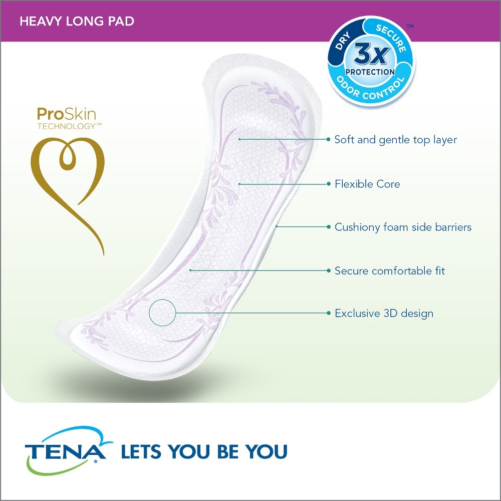slide 4 of 4, Tena Incontinence Pads For Women Heavy Long, 39 ct