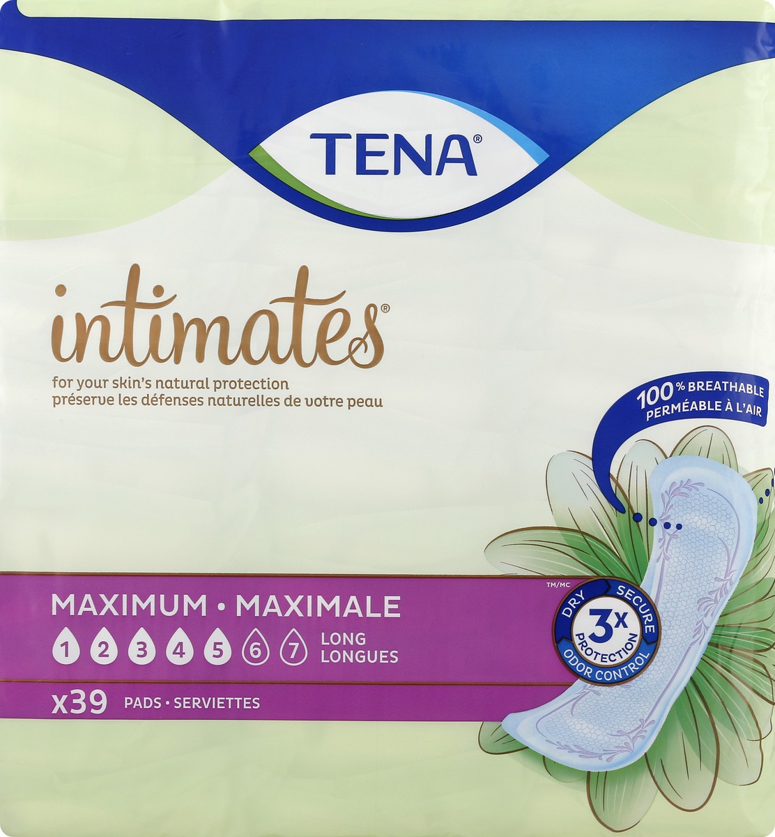 slide 1 of 8, Tena Intimates Maximum Long Pads 39 ea, 39 ct