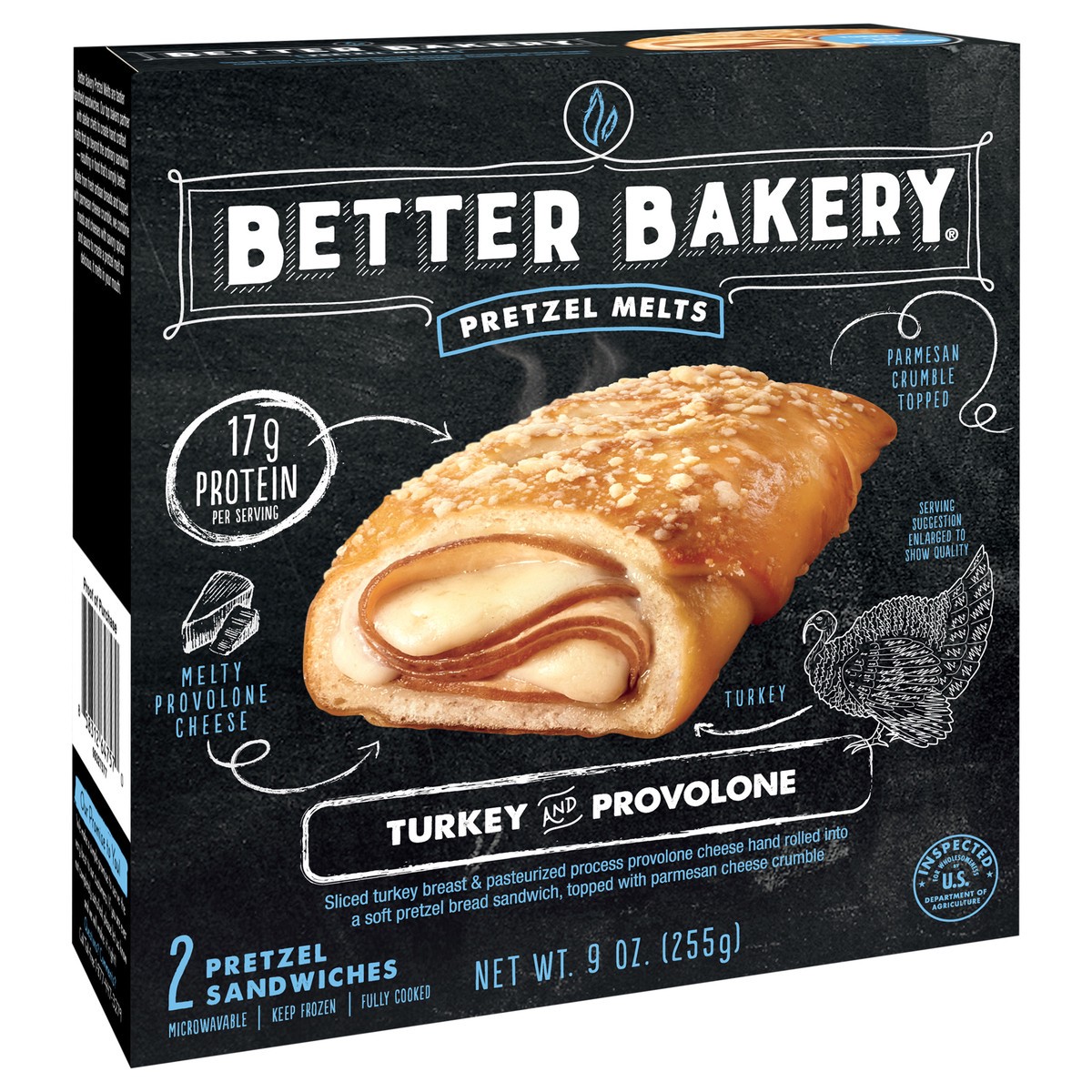 slide 3 of 9, Better Bakery Turkey & Provolone Pretzel Melts, 255.15 g