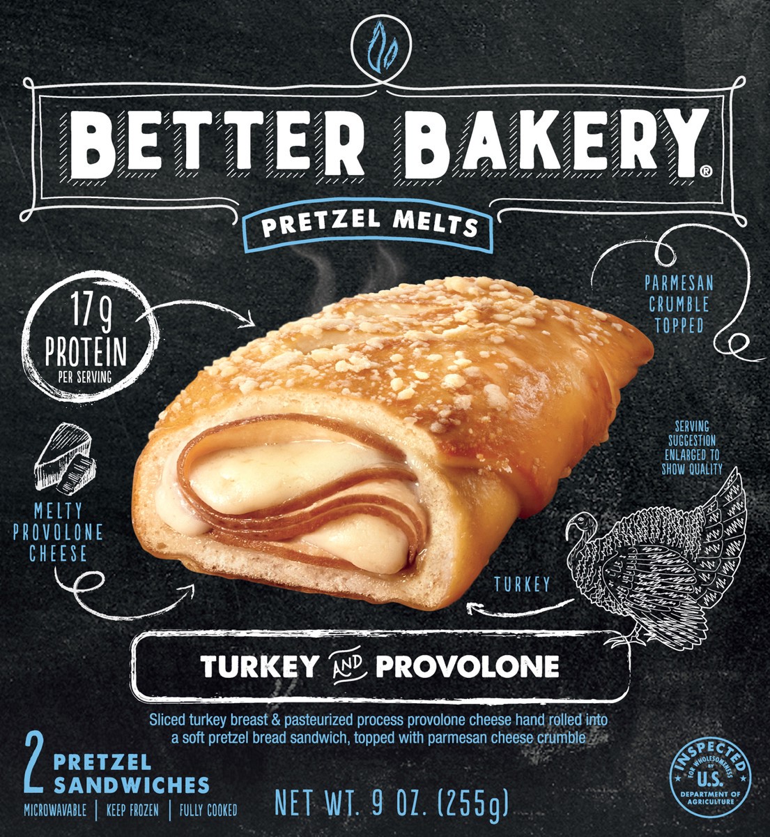 slide 2 of 9, Better Bakery Turkey & Provolone Pretzel Melts, 255.15 g