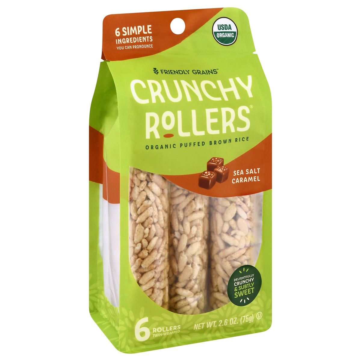 slide 11 of 13, Friendly Grains Sea Salt Caramel Crunchy Rollers 6 ea, 2.6 oz