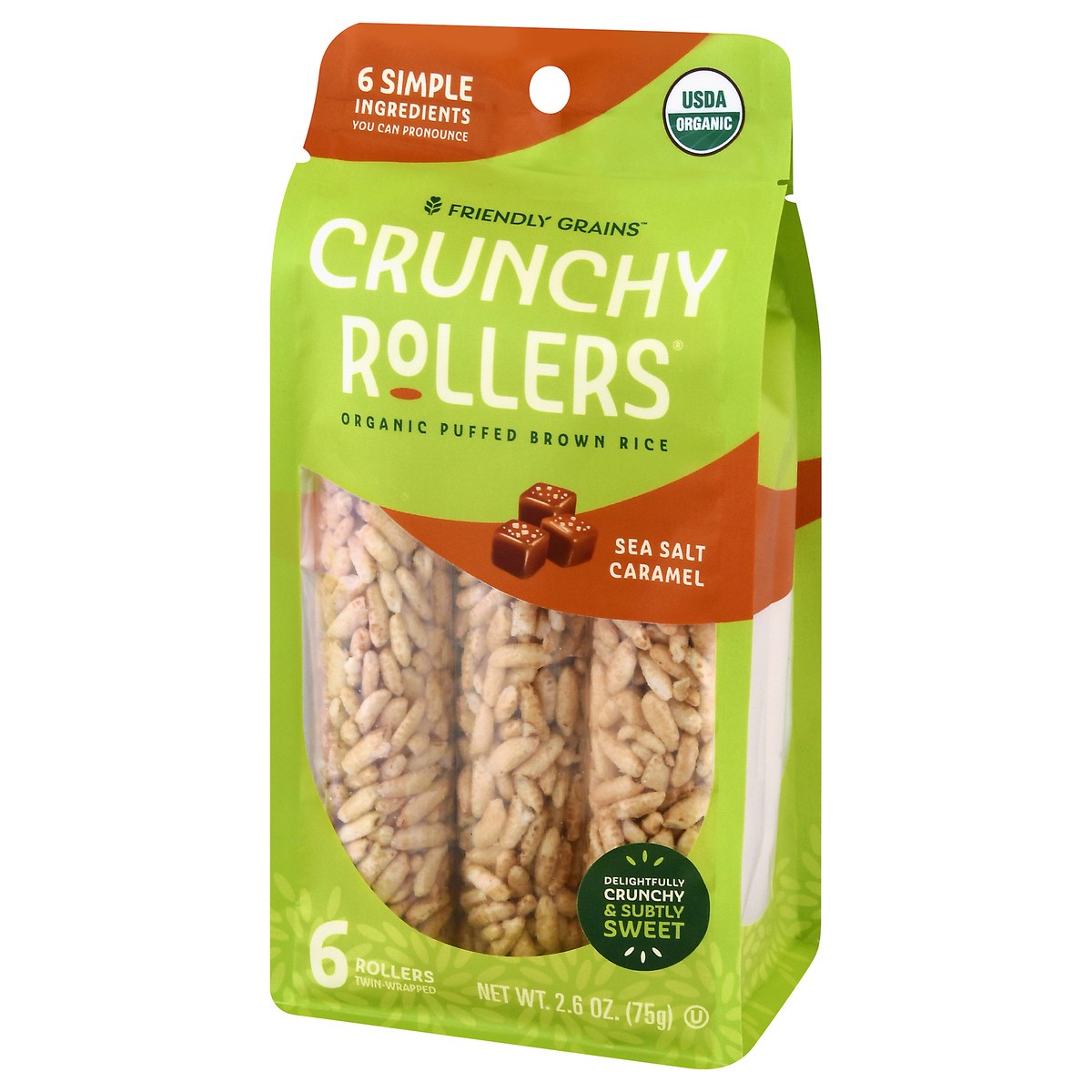 slide 5 of 13, Friendly Grains Sea Salt Caramel Crunchy Rollers 6 ea, 2.6 oz