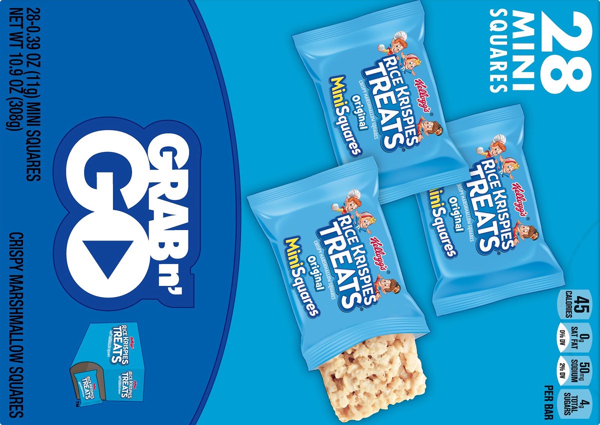 slide 2 of 10, Rice Krispies Treats Kellogg's Rice Krispies Treats Mini Marshmallow Snack Bars, Original, 10.9 oz, 28 Count, 11.2 oz