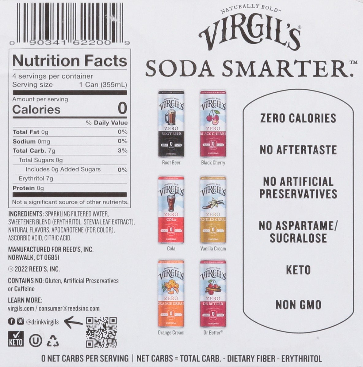 slide 6 of 14, Virgil's Zero Sugar Orange Cream Soda- 48 fl oz, 4 ct; 12 oz
