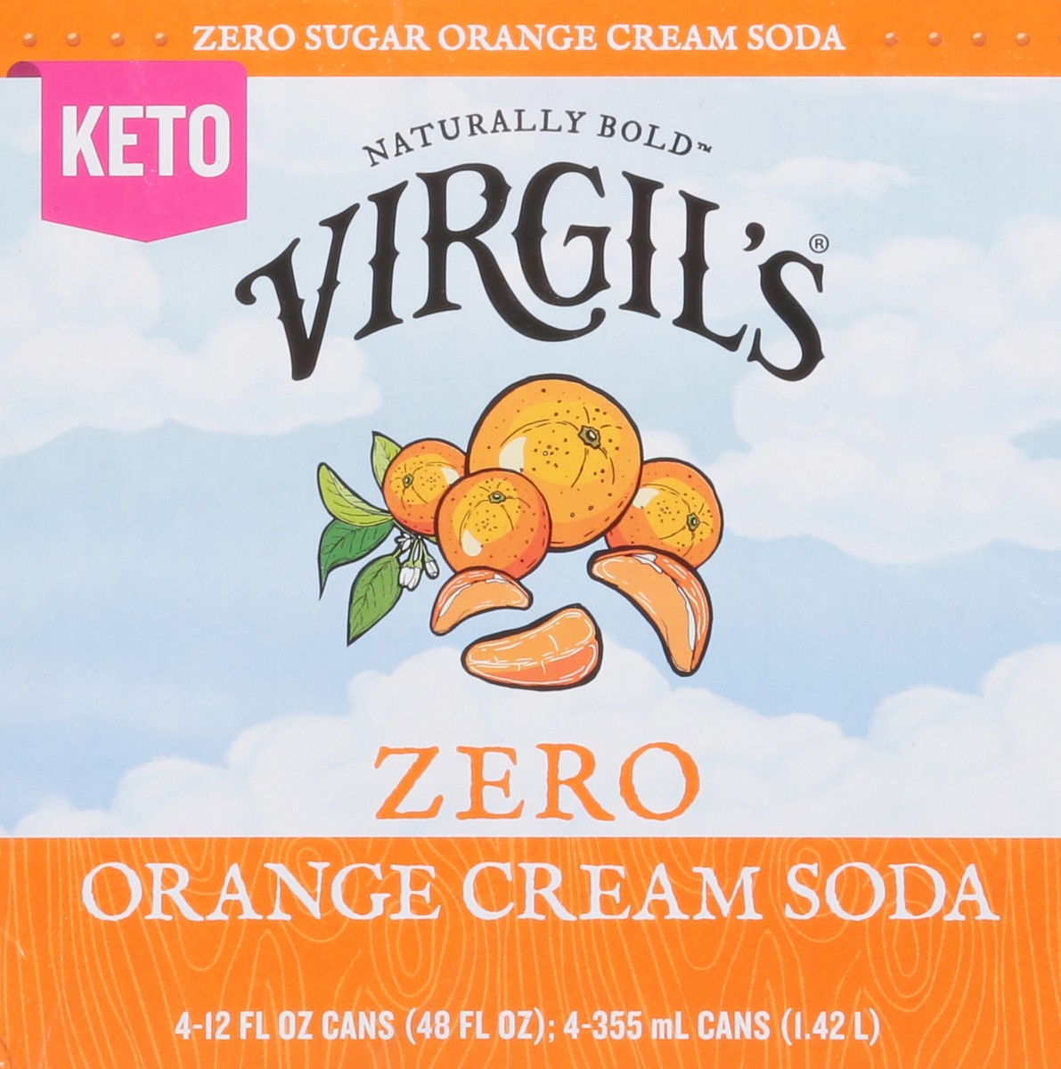 slide 14 of 14, Virgil's Zero Sugar Orange Cream Soda- 48 fl oz, 4 ct; 12 oz