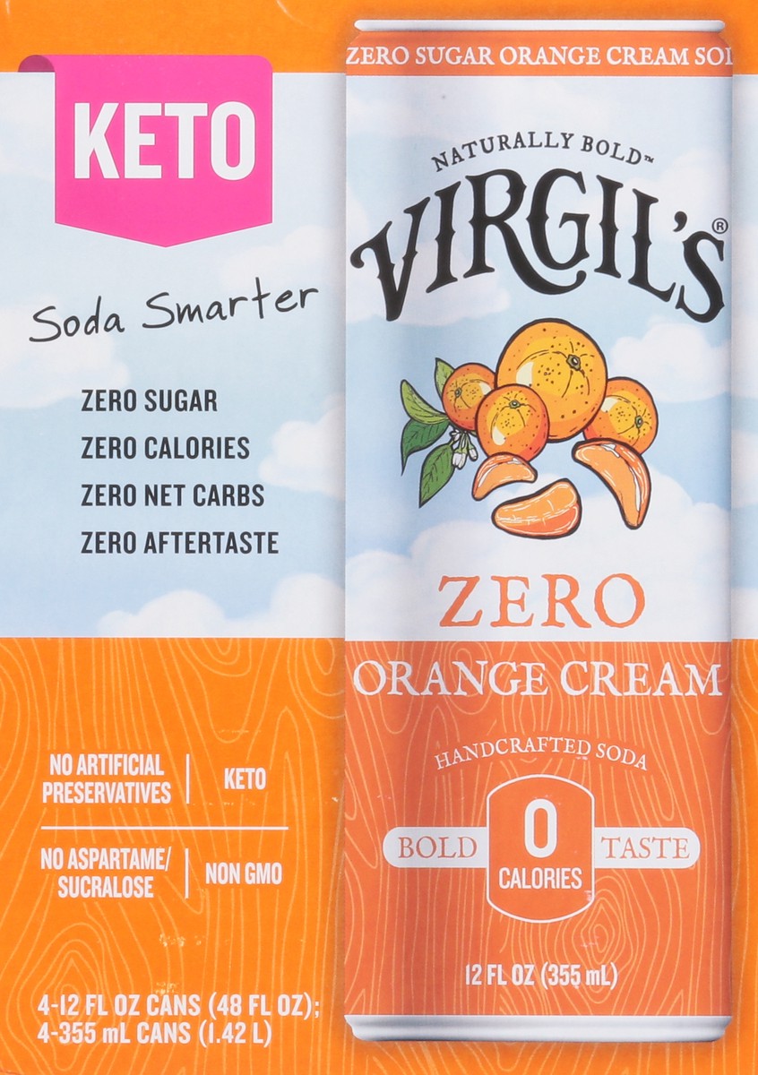 slide 2 of 14, Virgil's Zero Sugar Orange Cream Soda- 48 fl oz, 4 ct; 12 oz