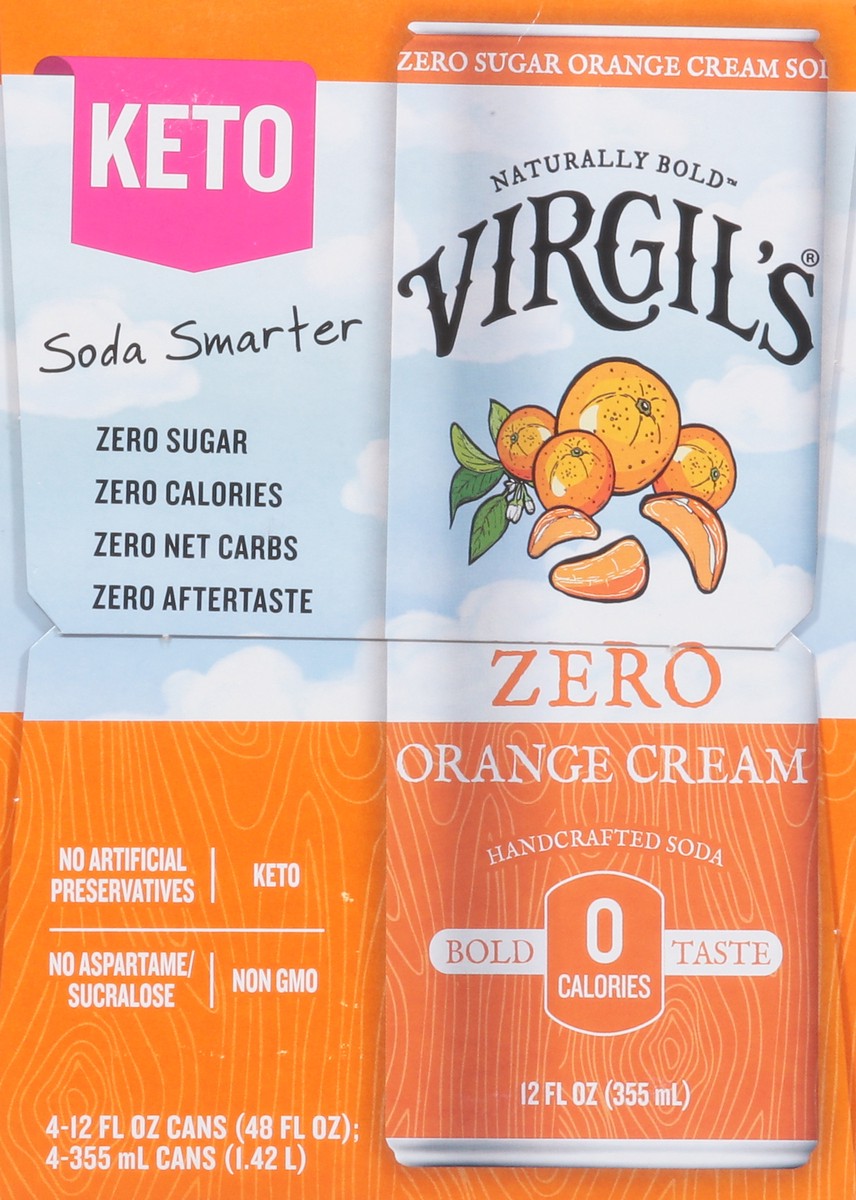 slide 3 of 14, Virgil's Zero Sugar Orange Cream Soda- 48 fl oz, 4 ct; 12 oz