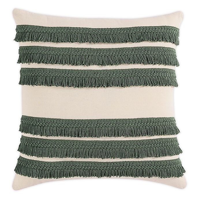 slide 1 of 2, Morgan Home Square Decorative Fringe Throw Pillow Cover - Sage, 1 ct