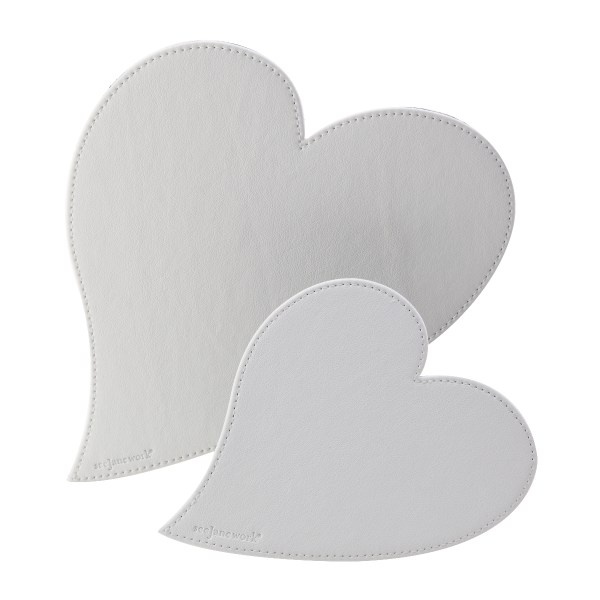 slide 1 of 4, See Jane Work Heart Mouse Pad And Coaster Set, White, 1 ct