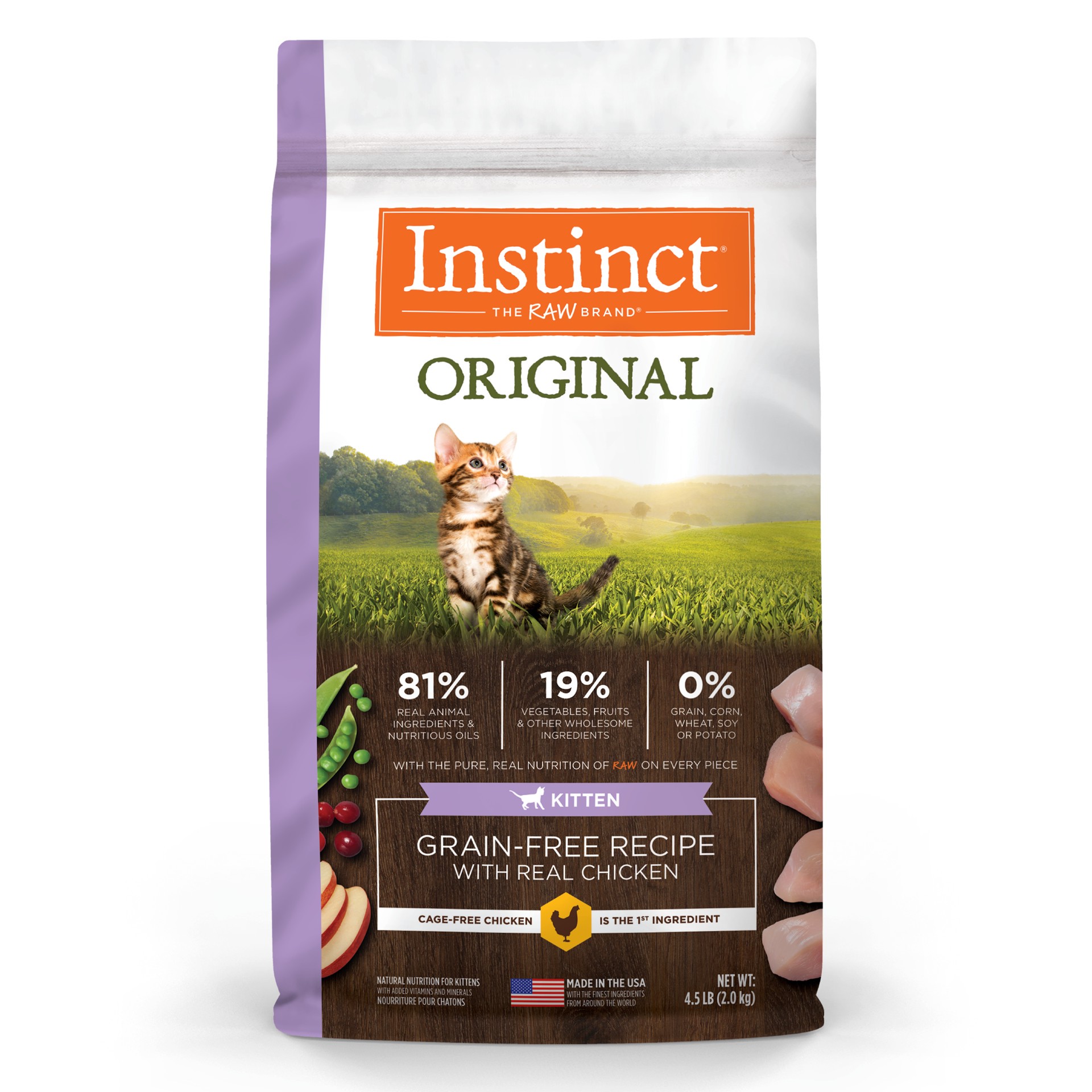 slide 1 of 10, Instinct Original Kitten Chicken Dry Cat Food, 4.5 lb. Bag, 4.5 lb