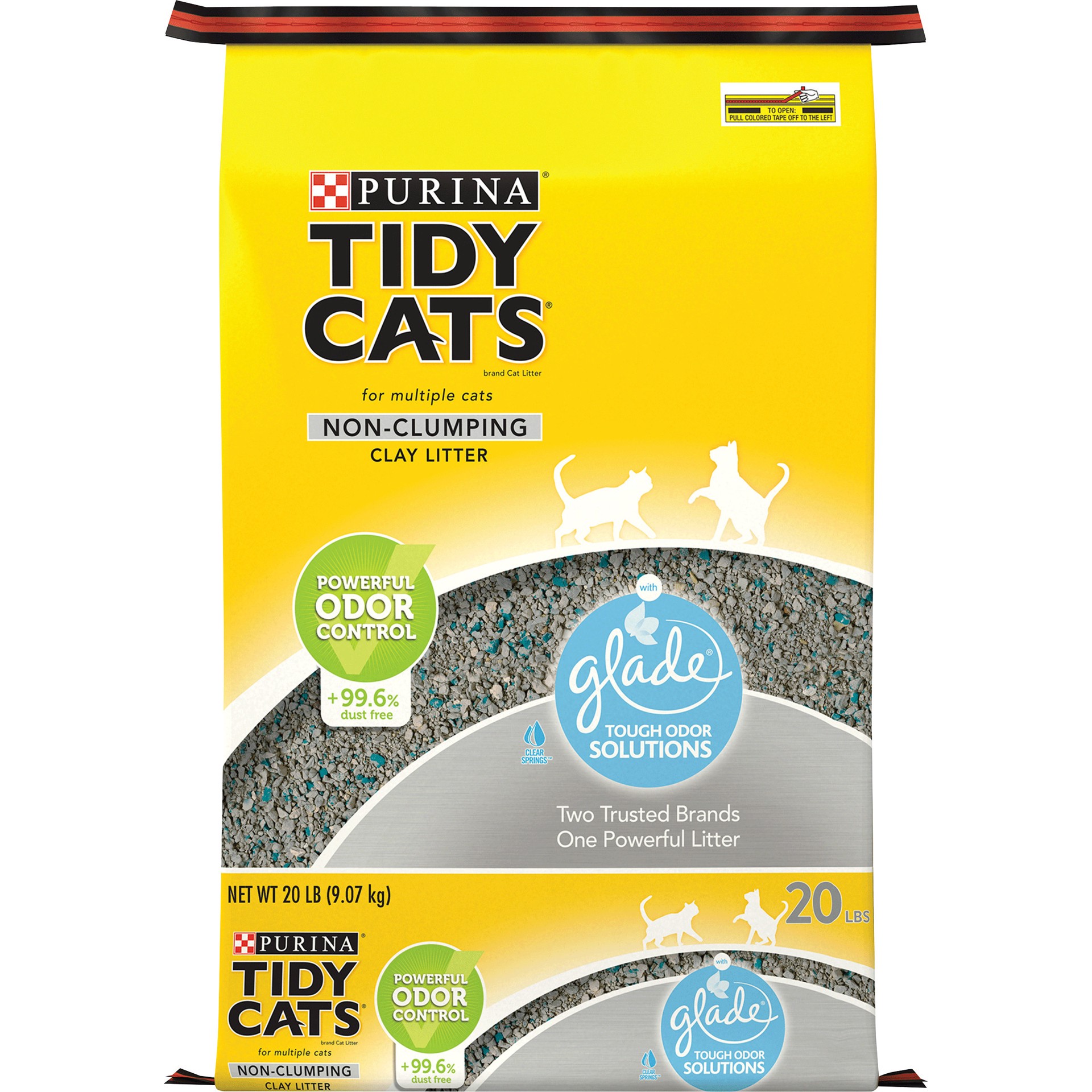 slide 1 of 5, Purina Tidy Cats Non-Clumping Cat Litter, with Glade Tough Odor Solutions for Multiple Cats, 20 lb