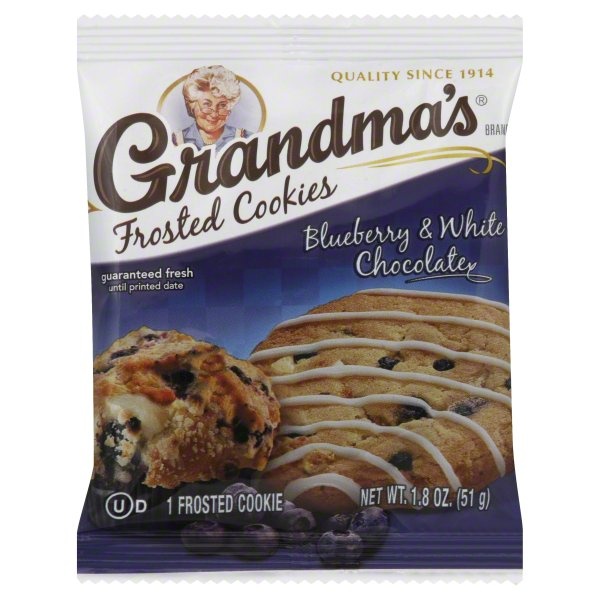 slide 1 of 5, Grandma's Blueberry & White Chocolate Frosted Cookie, 1.8 oz