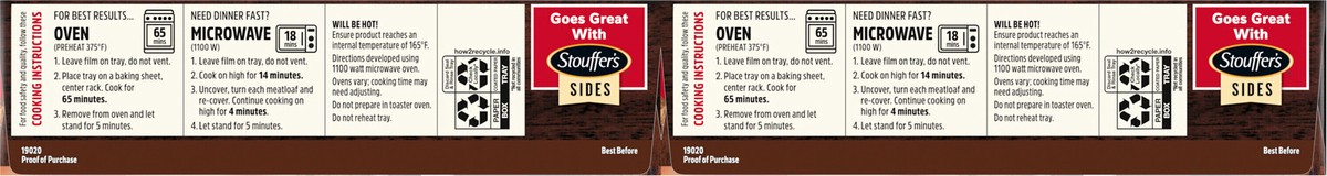 slide 6 of 12, Stouffer's Stouffer’s Meatloaf, Two Family Size Trays, Frozen Meatloaf 66 oz, 2 ct