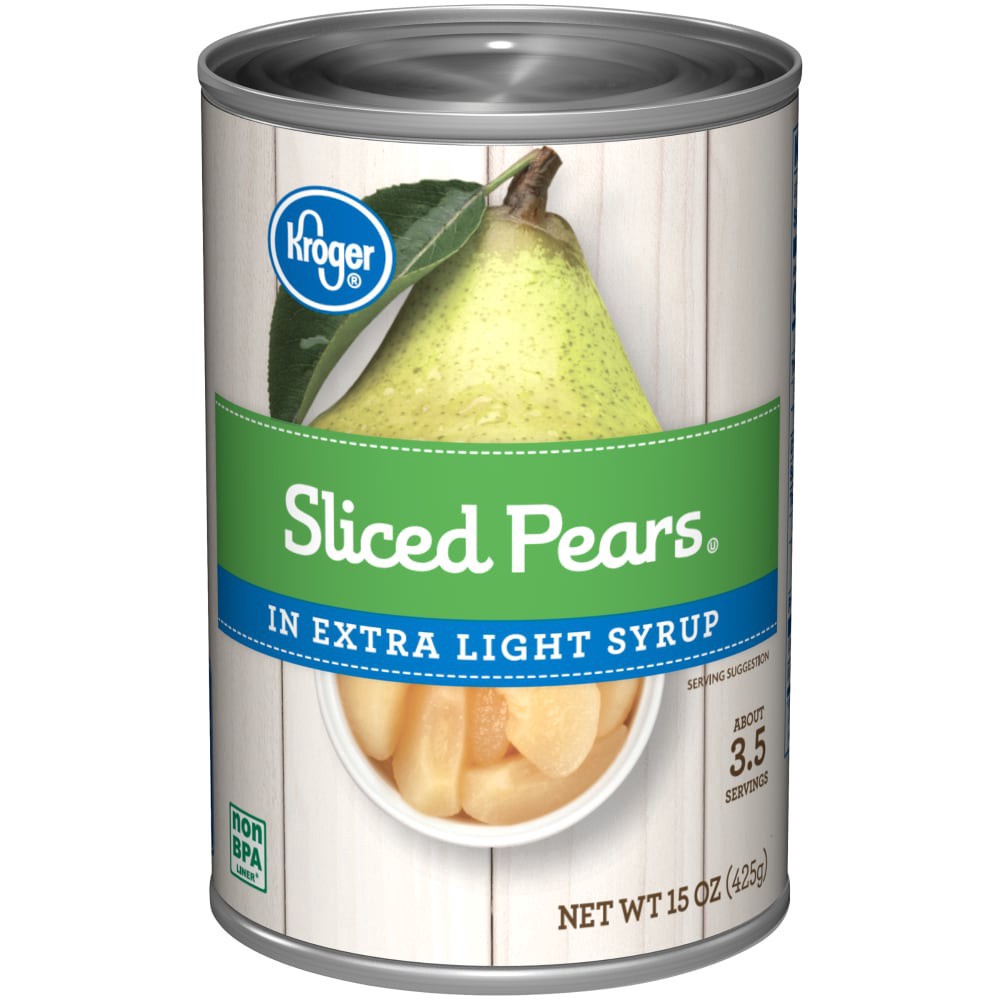 slide 2 of 3, Kroger Sliced Pears In Extra Light Syrup, 15 oz