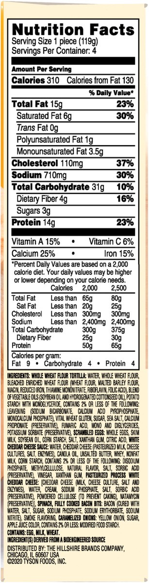 slide 3 of 8, Jimmy Dean Delights Breakfast Wrap, Spinach & Bacon, Frozen, 4 Count, 4 ct