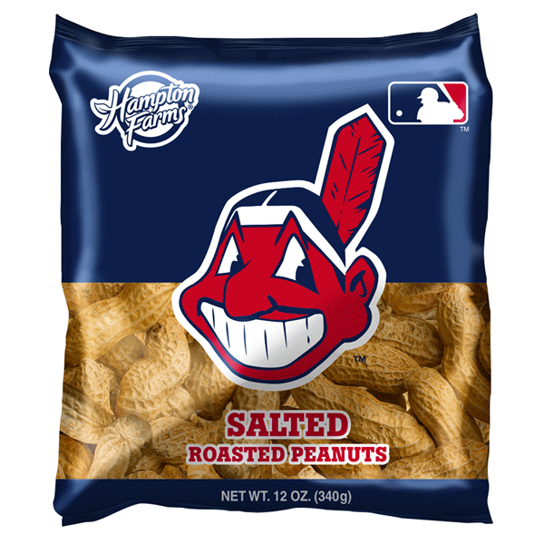 slide 1 of 1, Hampton Farms Salted Peanuts (In The Shell) MLB Cleveland Indians, 12 oz