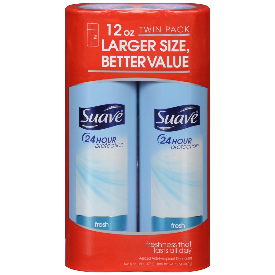 slide 1 of 3, Suave Fresh Aerosol Twin Pack, 12 oz