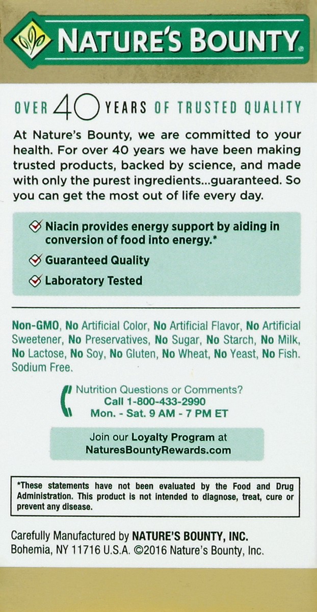 slide 3 of 5, Nature's Bounty Flush Free Niacin, 50 ct; 500 mg