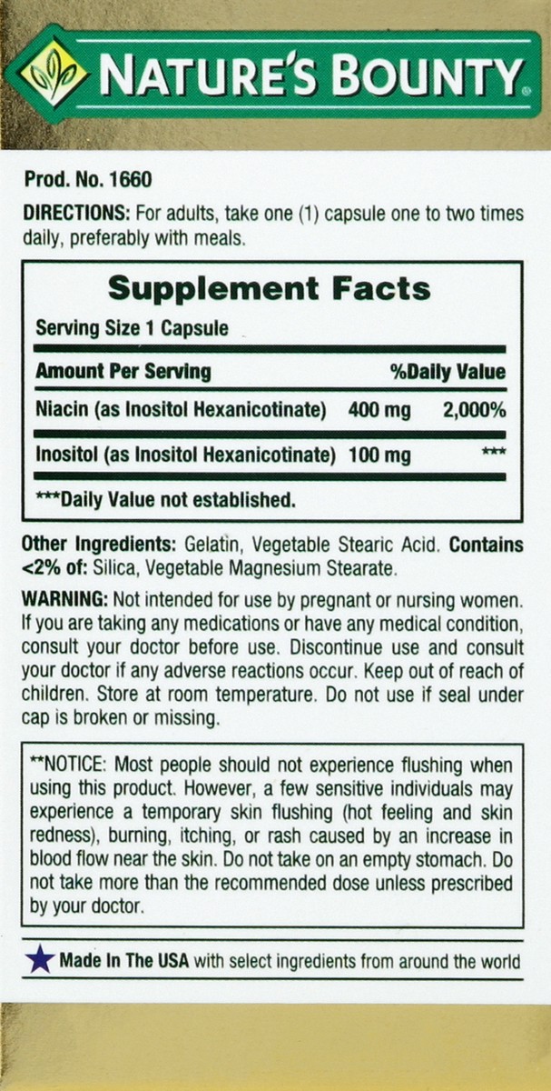 slide 5 of 5, Nature's Bounty Flush Free Niacin, 50 ct; 500 mg