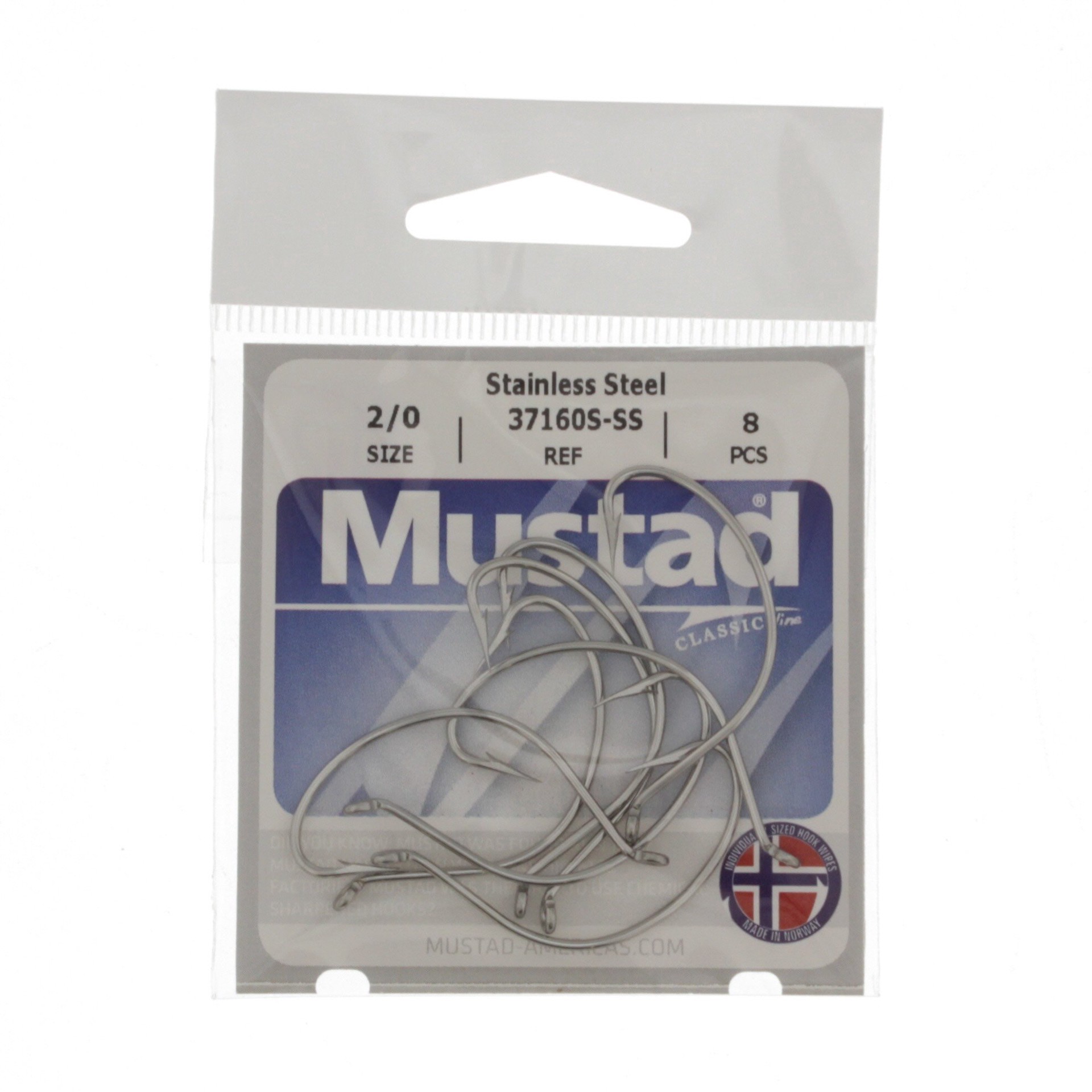 slide 1 of 1, Mustad Stainless Steel Wide Gap Hook Size 2/0, 1 ct