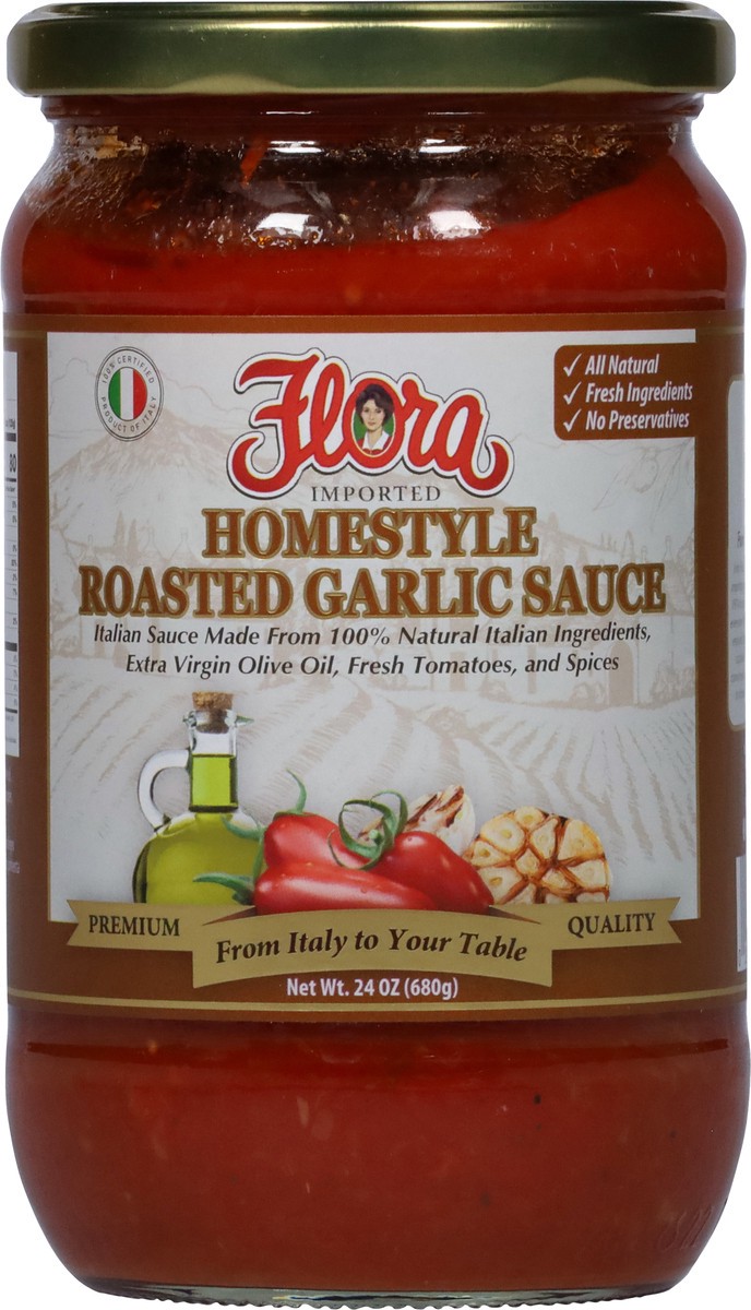 slide 9 of 9, FLORA FINE FOODS Garlic Pasta Sauce, 24 oz