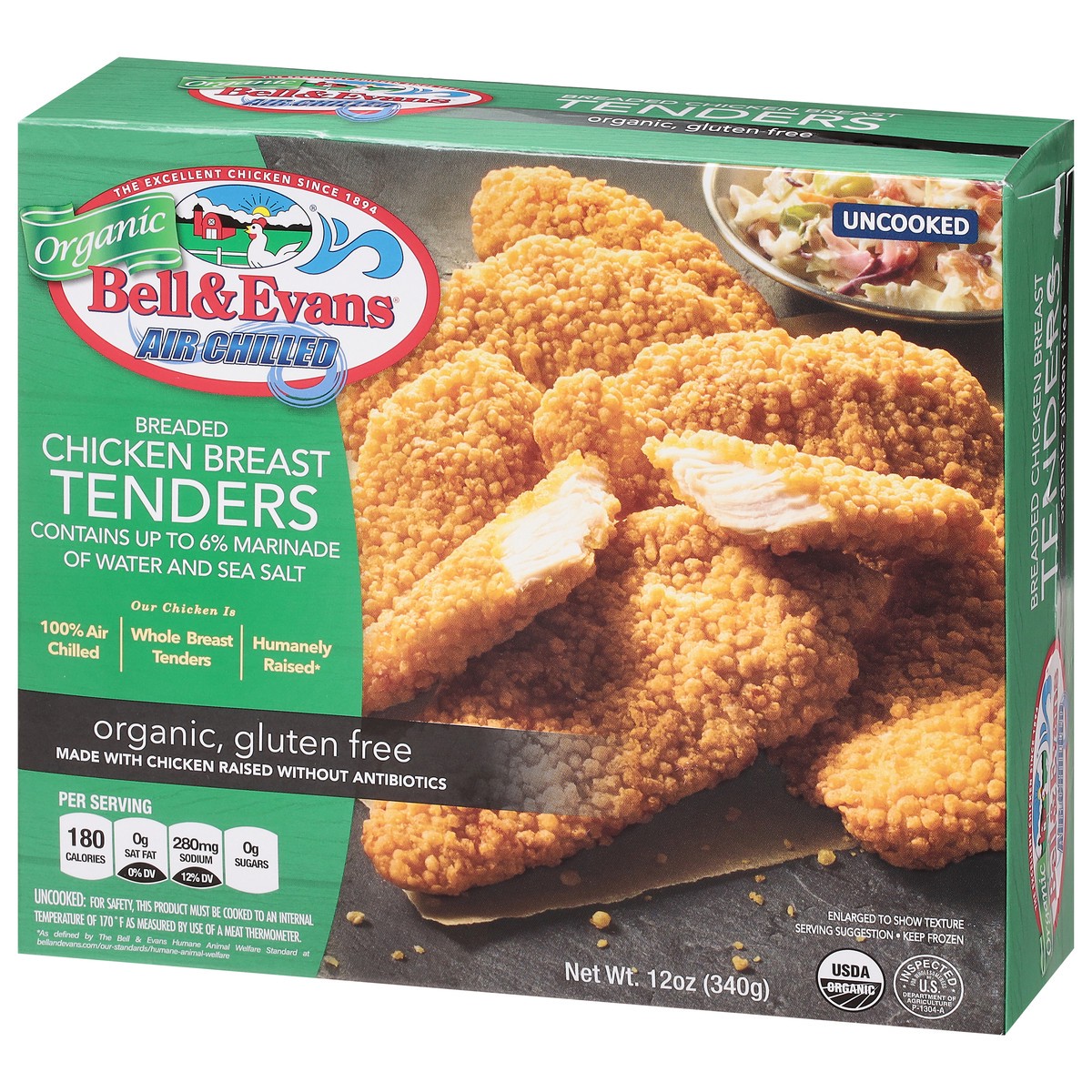 slide 12 of 12, Bell & Evans Organic GF Breaded Chicken Breast Tenders, 12 oz