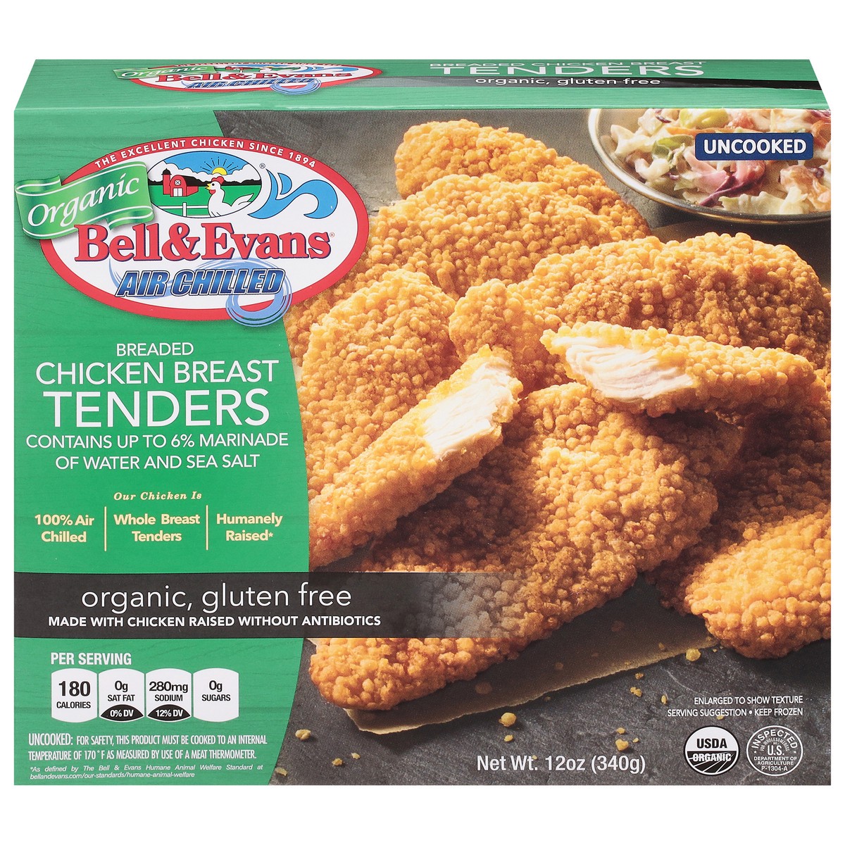 slide 1 of 12, Bell & Evans Organic, Gluten-Free Breaded Chicken Tenders, 12 oz