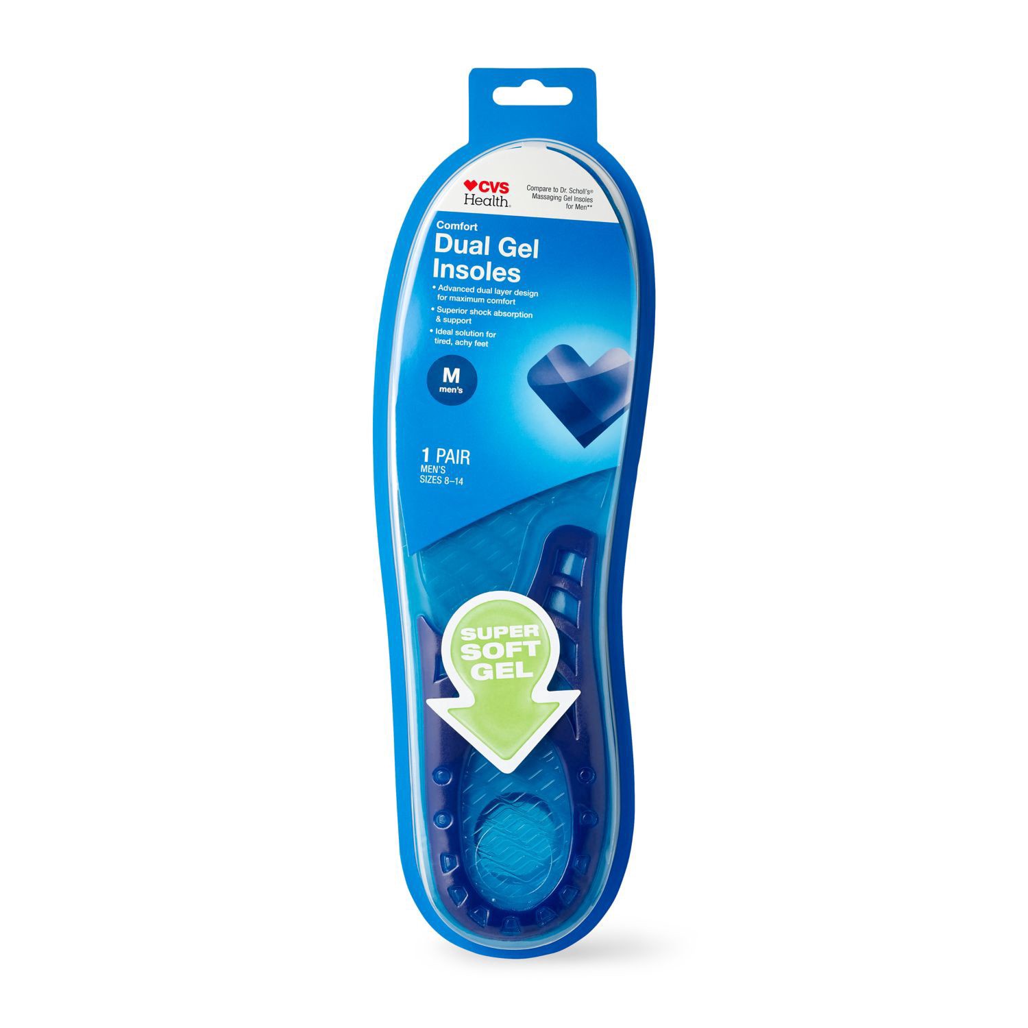 slide 1 of 1, Cvs Health Dual Gel Men's Insoles, Sizes 8-13, 1 Pair, 1 ct
