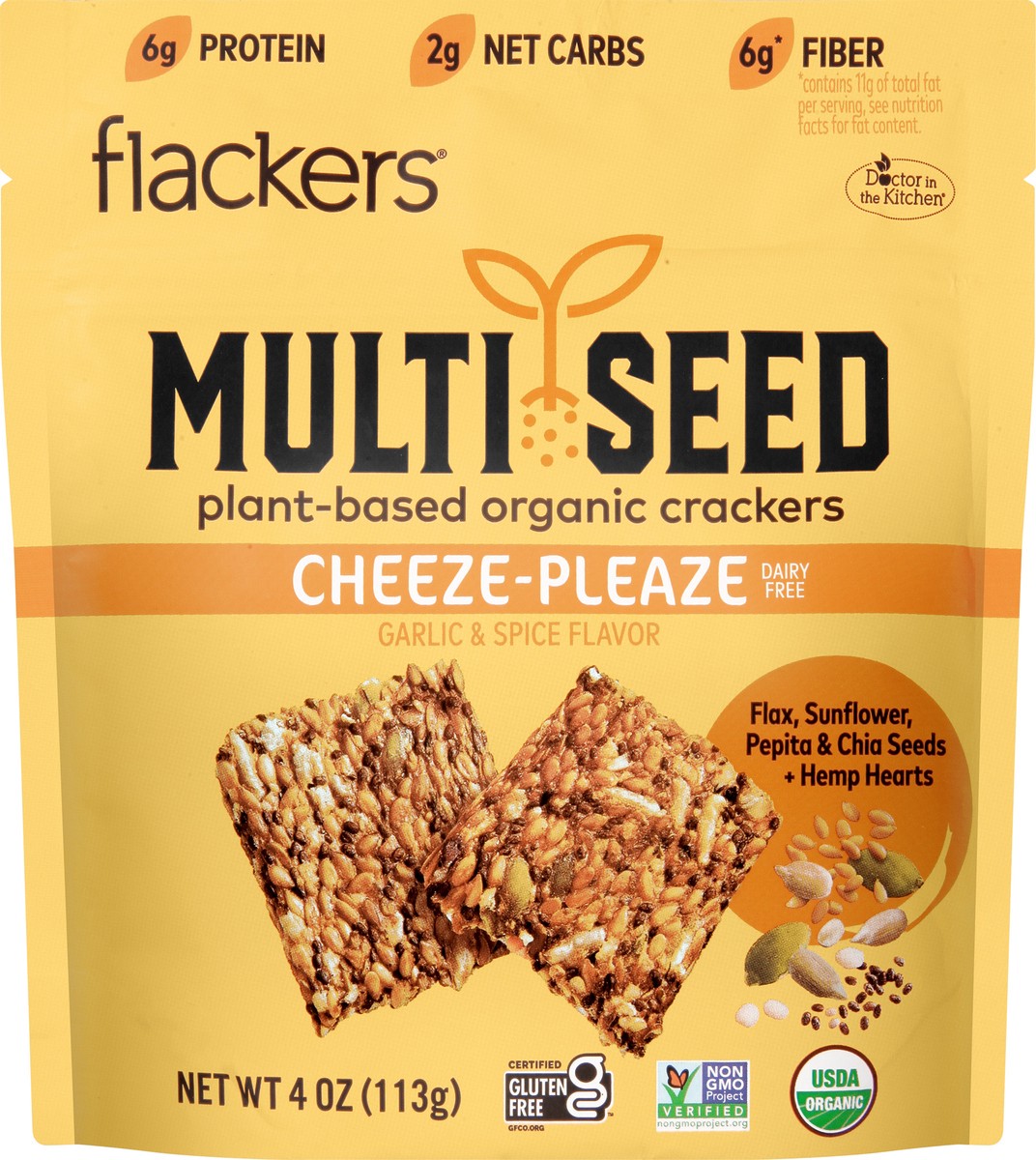 slide 7 of 12, Flackers Garlic & Spice Multi Seed Crackers, 4 oz
