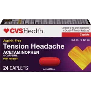 slide 1 of 1, CVS Health Tension Headache Pain Reliever Aid Caplets, 20 ct