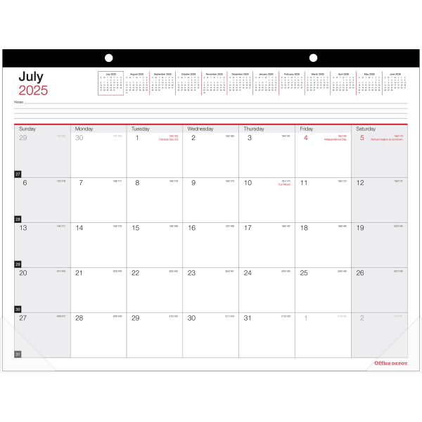slide 1 of 2, Office Depot 2025-2026 Office Depot® Brand Monthly Academic Desk Calendar, 22"" x 17"", 30% Recycled, July 2025 To June 2026, 1 ct