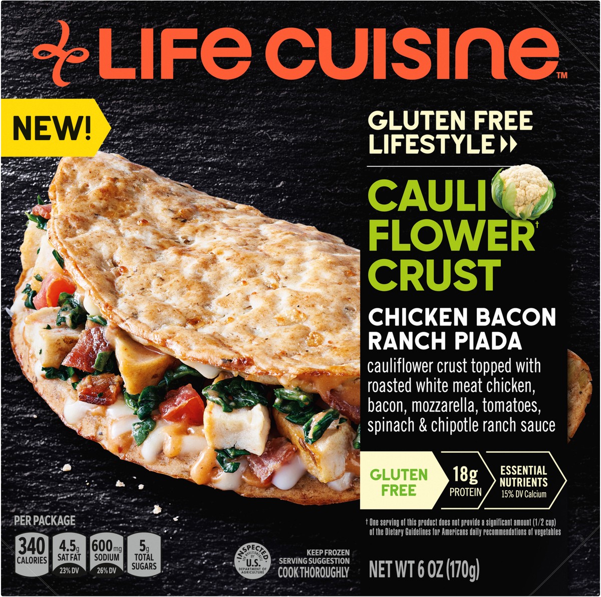 slide 4 of 13, Lean Cuisine Gluten Free Lifestyle Cauliflower Crust Chicken Bacon Ranch Piada 6 Oz. Box, 6 oz