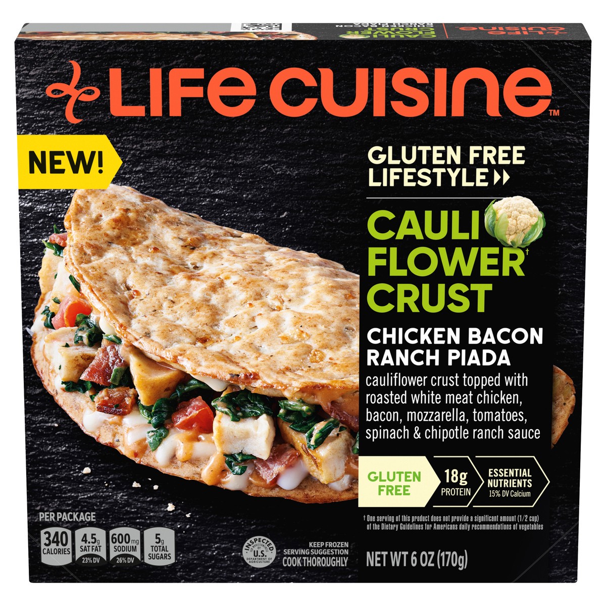 slide 11 of 13, Lean Cuisine Gluten Free Lifestyle Cauliflower Crust Chicken Bacon Ranch Piada 6 Oz. Box, 6 oz