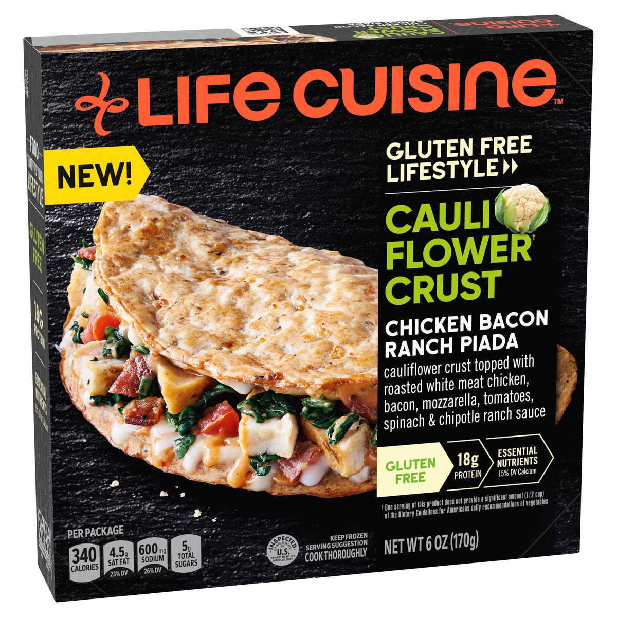 slide 10 of 13, Lean Cuisine Gluten Free Lifestyle Cauliflower Crust Chicken Bacon Ranch Piada 6 Oz. Box, 6 oz