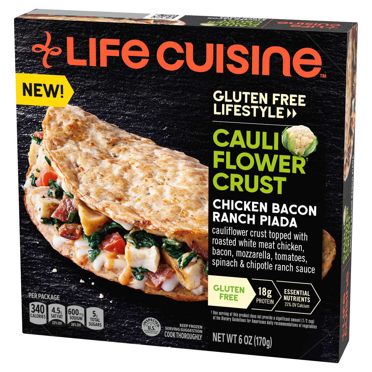 slide 3 of 13, Lean Cuisine Gluten Free Lifestyle Cauliflower Crust Chicken Bacon Ranch Piada 6 Oz. Box, 6 oz