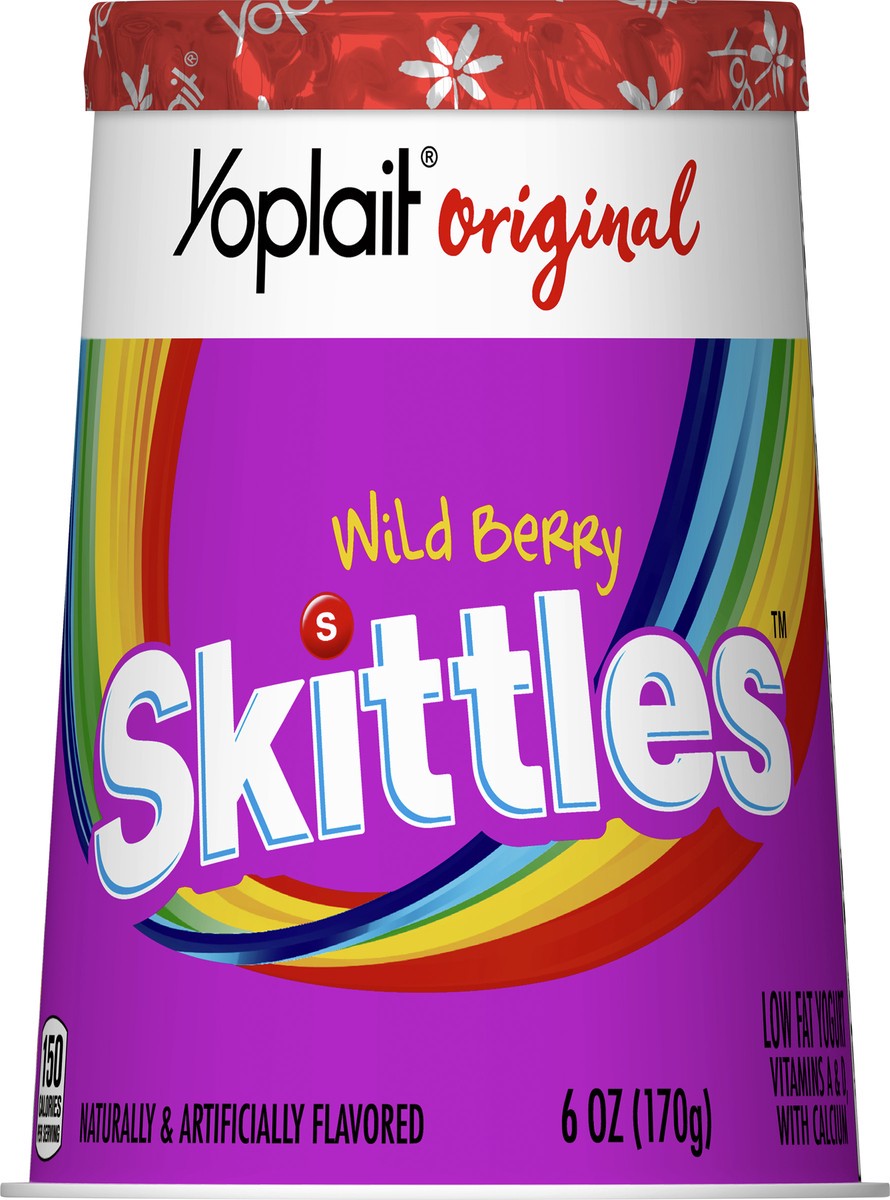 slide 10 of 13, Yoplait Original Skittles Wild Berry Low Fat Yogurt, 6 OZ Yogurt Cup, 6 oz