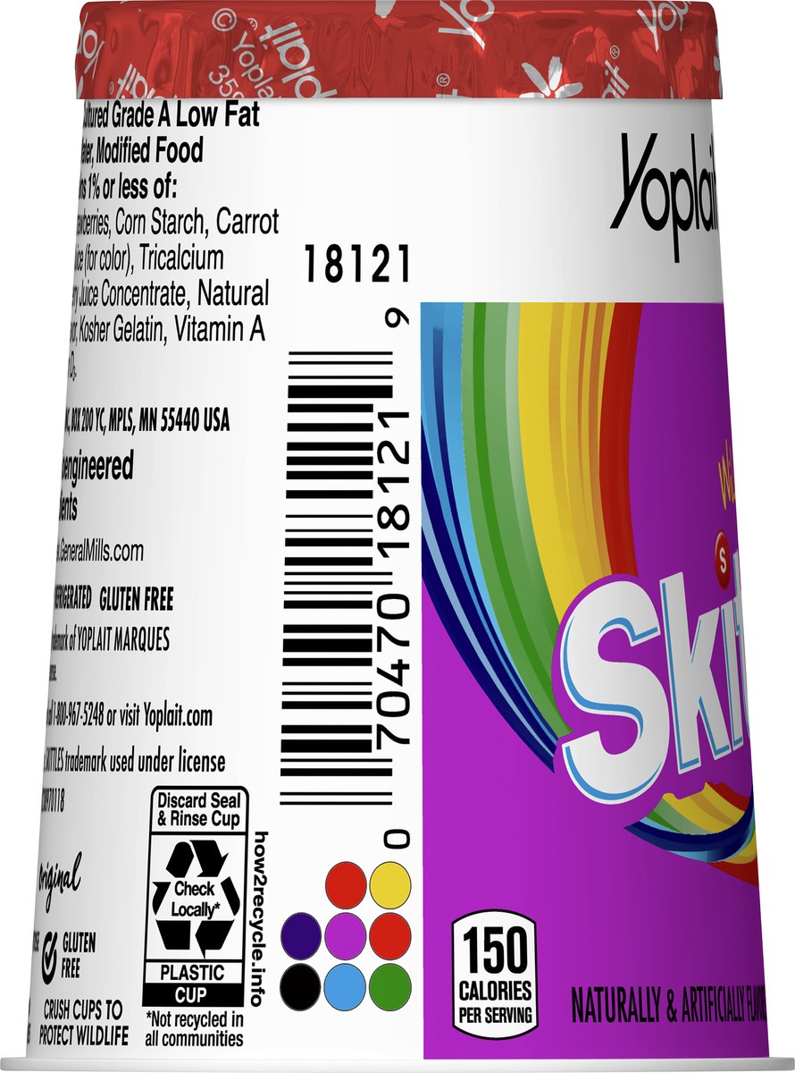 slide 3 of 13, Yoplait Original Skittles Wild Berry Low Fat Yogurt, 6 OZ Yogurt Cup, 6 oz