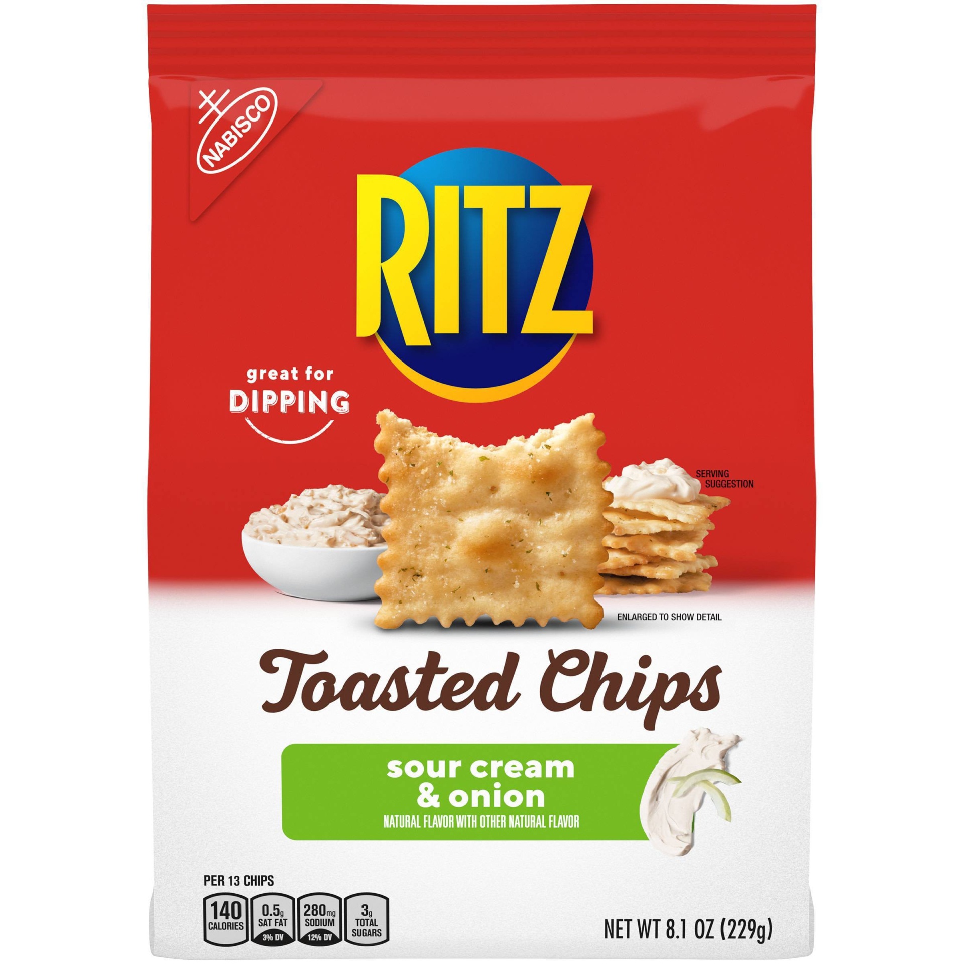 slide 1 of 9, Ritz Toasted Chips Sour Cream Onion, 8.1 oz