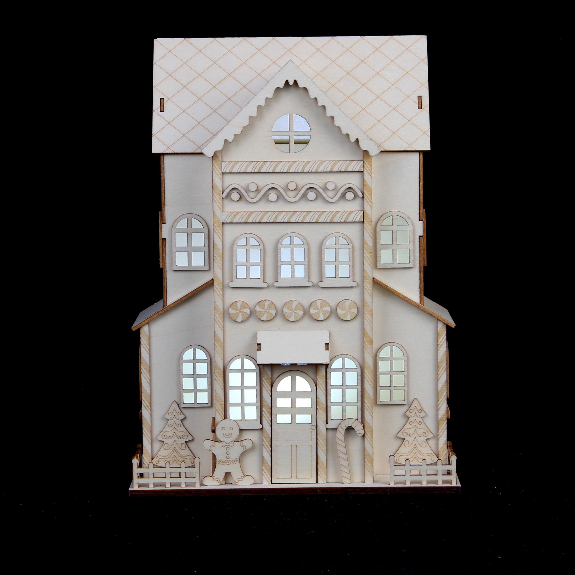 slide 4 of 5, 11.75" Unfinished Gingerbread House Diy Led Wood Decor By Make Market, 11.75 in
