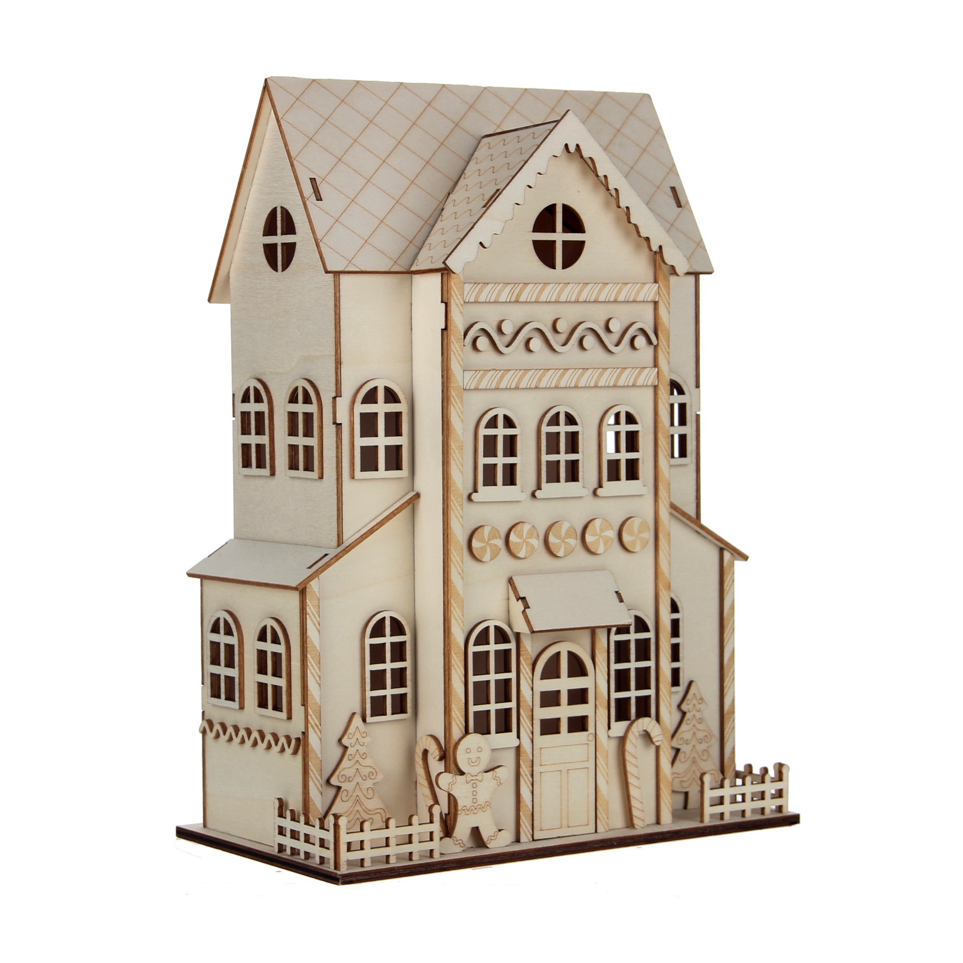 slide 5 of 5, 11.75" Unfinished Gingerbread House Diy Led Wood Decor By Make Market, 11.75 in